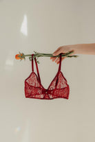 Bralette Blumen Muster rot bügellos zart